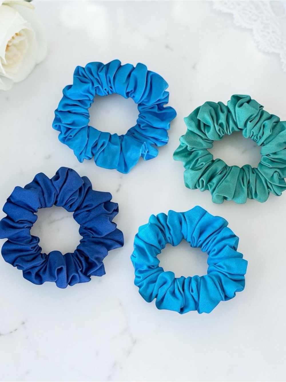 Set of 4 Small Cotton Scrunchies Hair Accessories